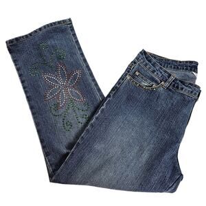 Lilly Pulitzer Blue Cropped Jeans with Floral Design - Size 10